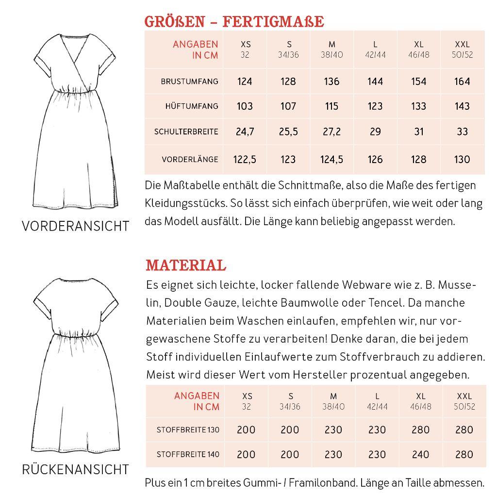 Papierschnittmuster Kleid Wickeloptik Frau Vita XS-XXL